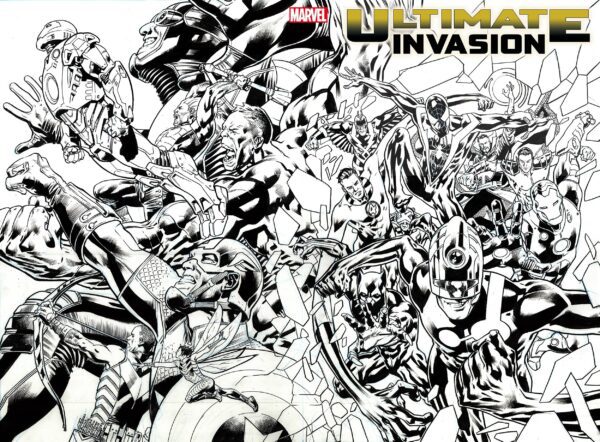 Ultimate Invasion 1 (1:50 Bryan Hitch Black and White Variant) | Marvel Comics | Ash Avenue Comics | Ultimate Invasion Marvel