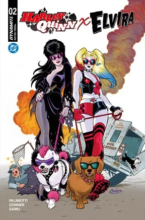 Harley Quinn x Elvira #2 Pre-order Cover A Amanda Conner Dogs - Ash Avenue Comics
