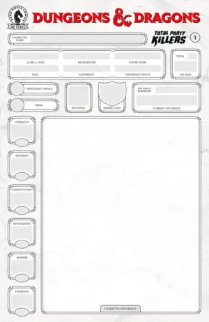 Dungeons & Dragons: Total Party Killers #1 (CVR E) (Blank cover-Character Sheet) - Ash Avenue Comics