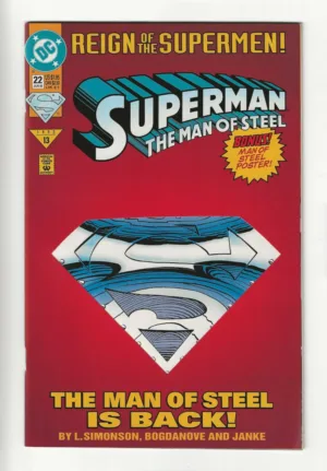 Superman: The Man of Steel #22 Jon Bognadove Collector's Die-Cut Variant (Jun 1993) - Ash Avenue Comics