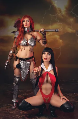 Vampirella Vs. Red Sonja: Red City #1 Cover I Inc 1:15 Cosplay Vampirella and Red Sonja Ivycosplay Virgin Variant - Ash Avenue Comics