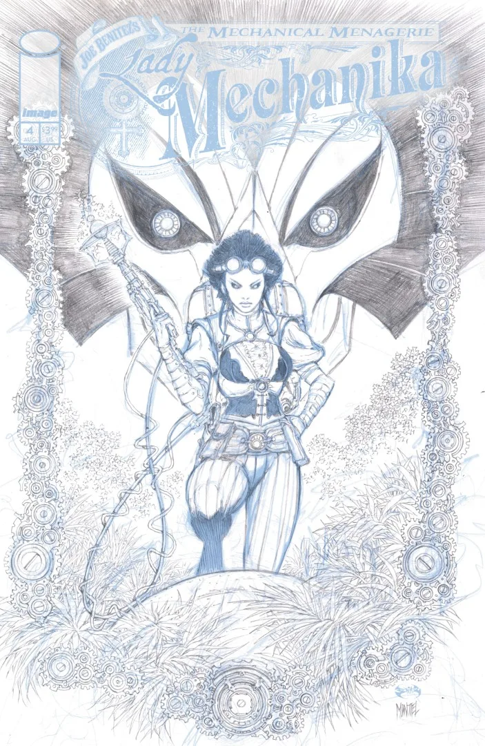 Lady Mechanika: The Mechanical Menagerie #4 (Of 4) Cover C Inc 1:10 Joe Benitez & Martin Montiel B&W Variant - Ash Avenue Comics