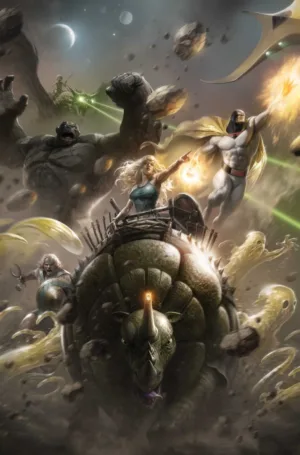 Space Ghost Vs. The Herculoids #1 Cover G Francesco Mattina Metal Premium Cover Variant - Ash Avenue Comics