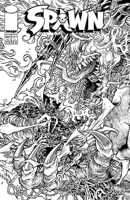 Spawn #381 CVR B Harvey Tolibao B&w Var - Ash Avenue Comics